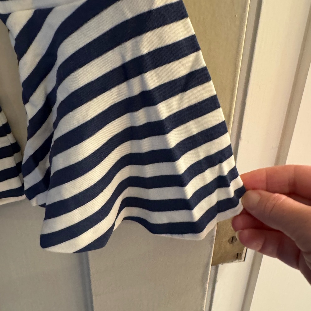 Club Monaco Navy and White Striped Bell Sleeve Top Medium - Picture 8 of 8